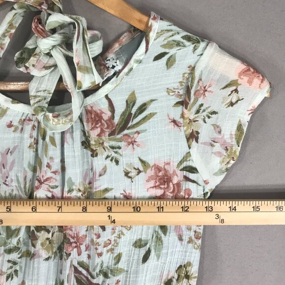 Mia Joy Joyfolie Dress Girl's 10 Green Blue Floral Maxi Boho Peasant Cottagecore - Picture 13 of 15